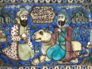 persian noblemen smoking shisha with a camel in the vank cathedral